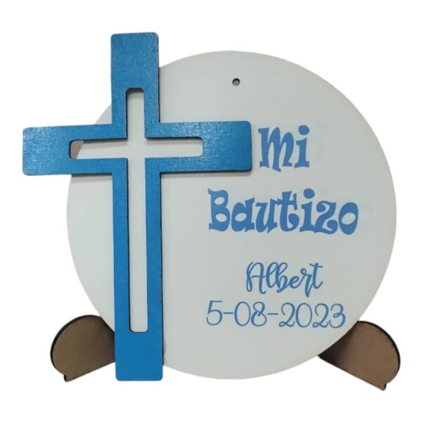 placa bautizo madera decoracion
