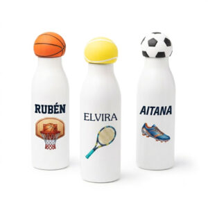 Bidón térmico personalizado 550 ml | Tapón balón de fútbol, baloncesto o tenis