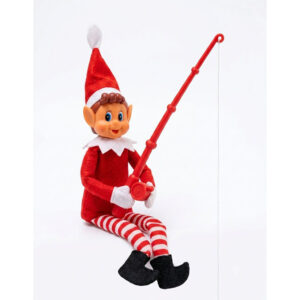 Caña de pescar para Elfo Travieso | Accesorio miniatura para trastadas navideñas