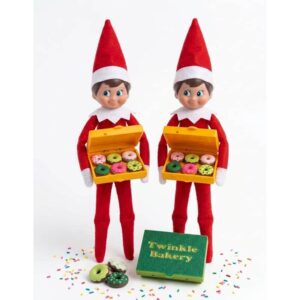 Mini caja de 6 donuts para Elfo Travieso | Accesorio para trastadas navideñas